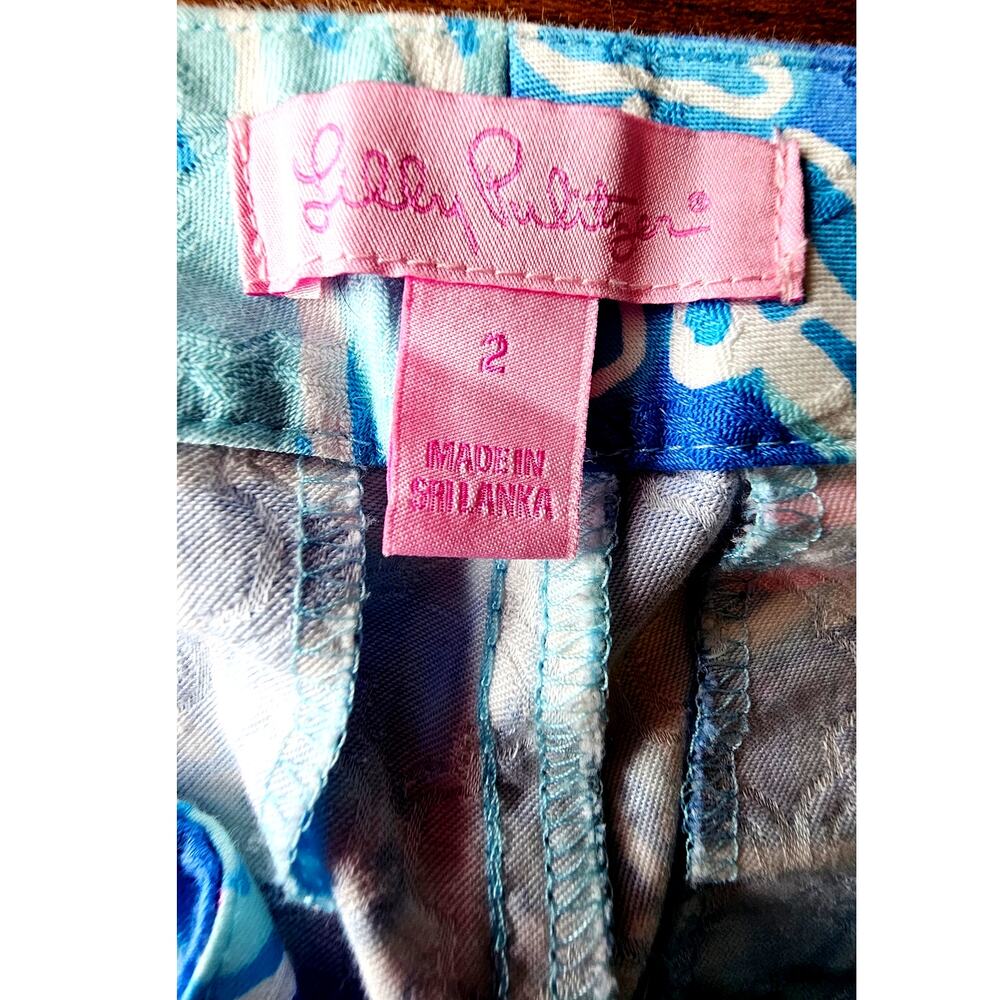 Lilly Pulitzer Pants, Textured Kelly Ankle Bay Blue Into The Deep Women's Size 2 - Picture 3 of 10
